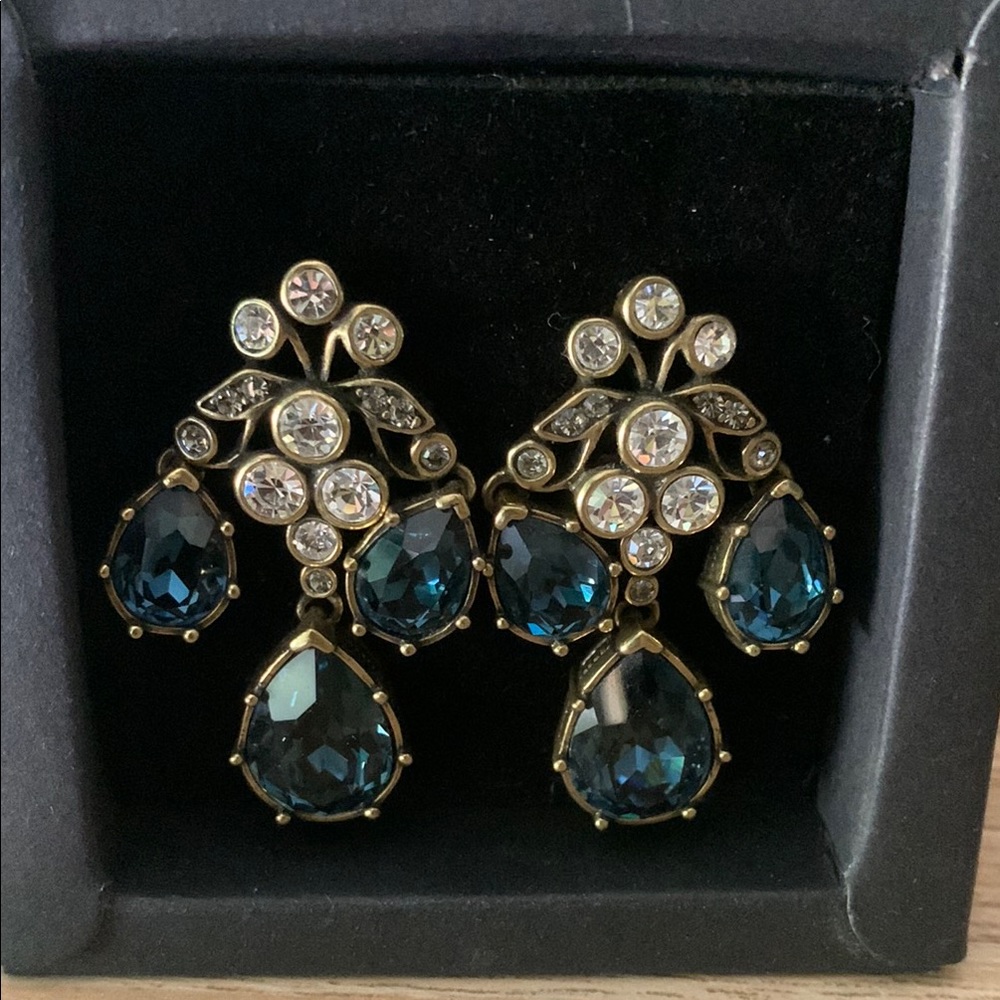 Heid Daus Blue Teardrop Clip-on Earrings